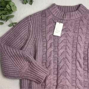 A New Day Cozy Cable Knit Sweater Mauve Purple Women’s Size L NWT
